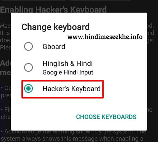 Choose Hacker Keyboard